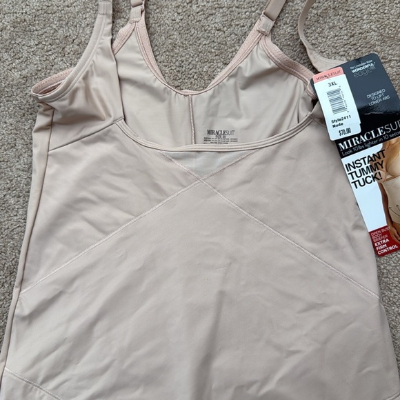 NWT Miraclesuit Open Bust Wonderful Edge Nude Beige Bodysuit Size 3XL - Picture 3 of 10